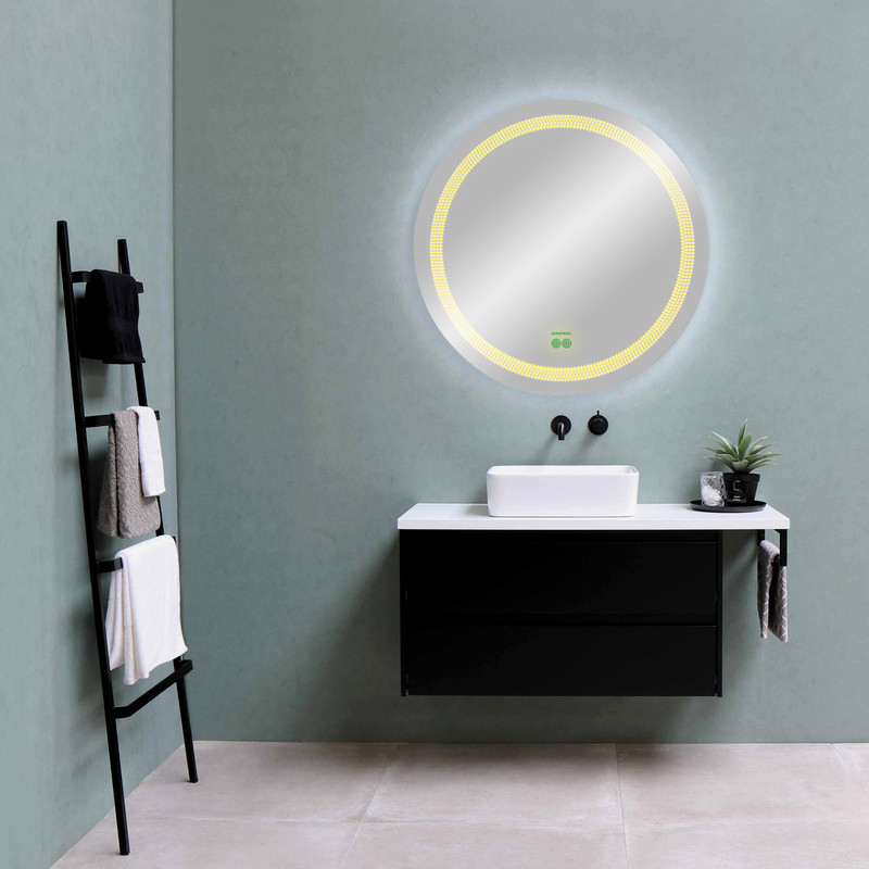 آینه گلسموند مدل دایره آرایشی بک لایت هوشمند کد CLBSM