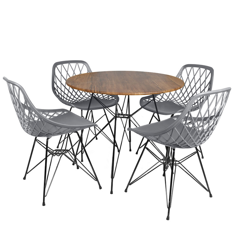 میز و صندلی ناهارخوری چهار نفره مدل الماس فایبرگلاس پایه فلزی GCH