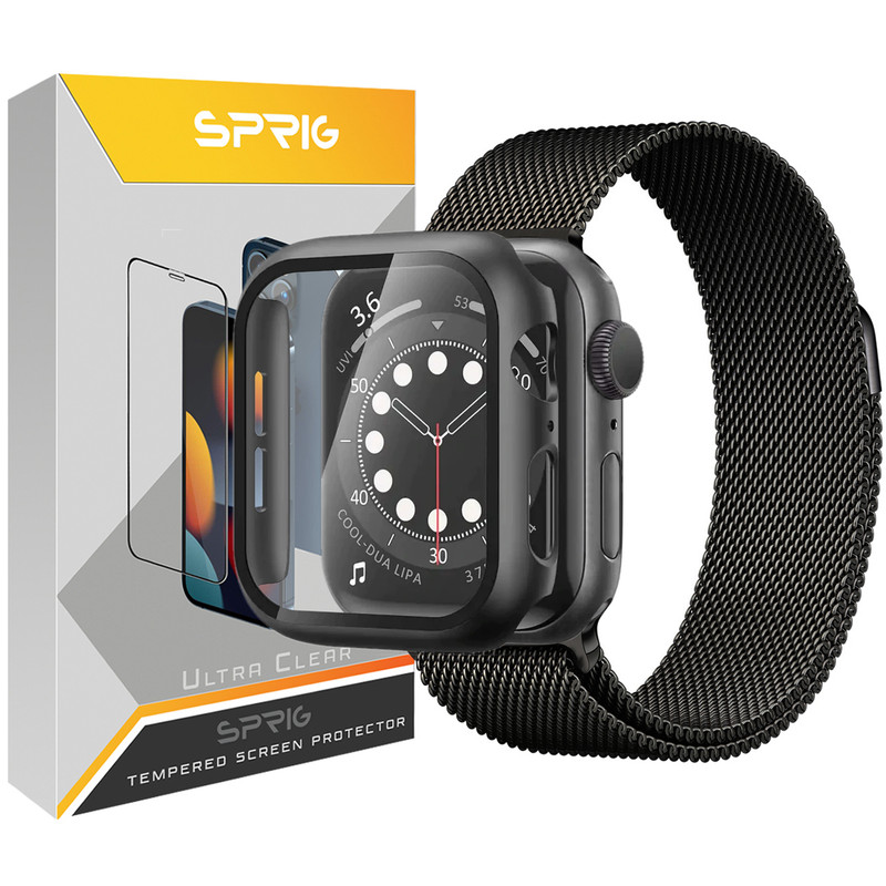 خرید و قیمت بند اسپریگ مدل Milanese Guard مناسب برای اپل واچ Series 8 Aluminum 45mm / Series 7 Aluminum 45mm به همراه کاور