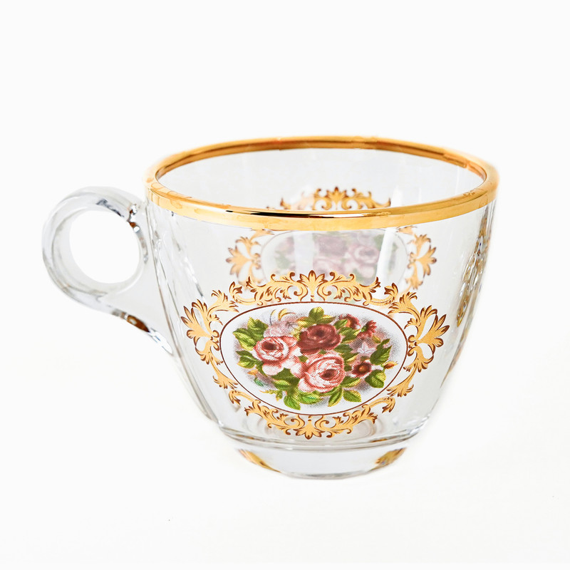 فنجان بلینک مکس مدل چری لب طلایی گل سرخ کد 95 بسته 6 عددی