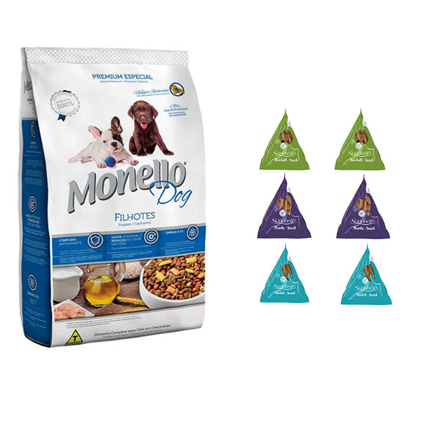 غذای خشک گربه مونلو مدل Dog Puppies وزن 15 کیلوگرم به همراه تشویقی