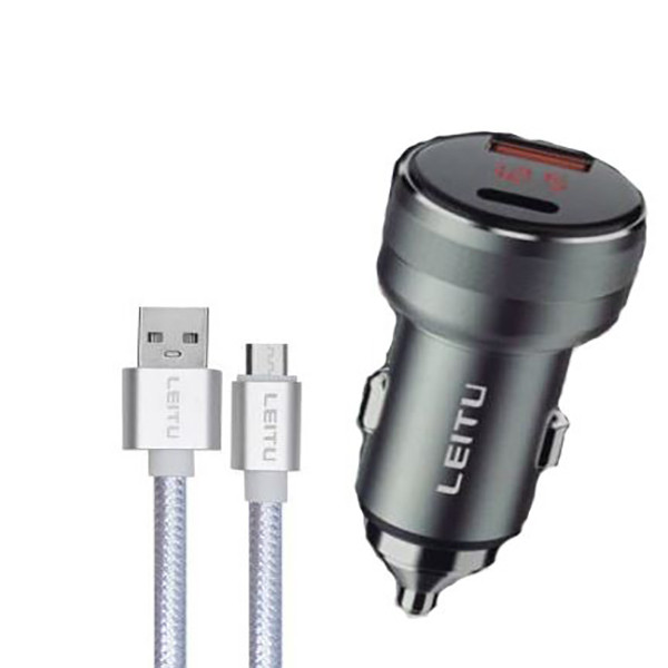 شارژر فندکی 38 وات لیتو مدل LC-C19 به همراه کابل لایتنینگ