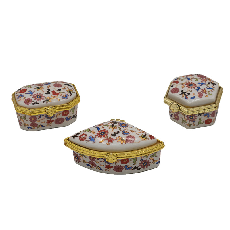 جعبه جواهرات مدل Shell طرح گل کد 03 مجموعه 3 عددی