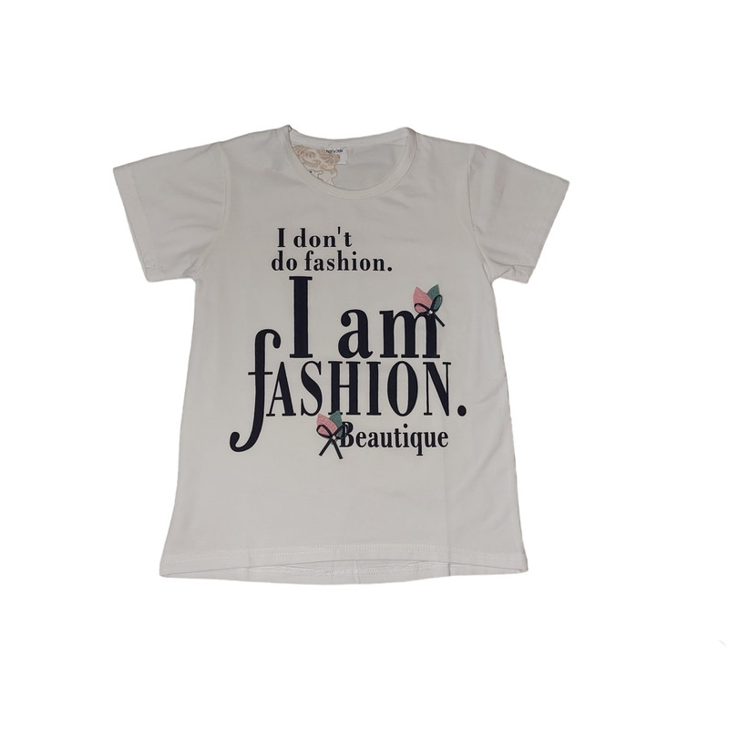 تی شرت آستین کوتاه دخترانه مدل ASH690 رنگ سفید