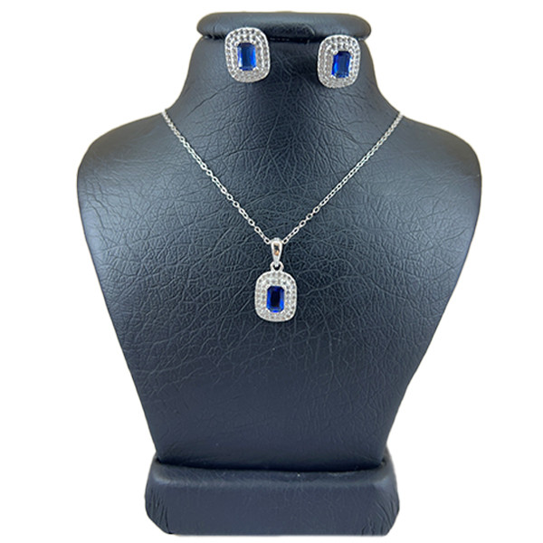 نیم ست نقره زنانه مدل سنگ جواهری کد 6589650