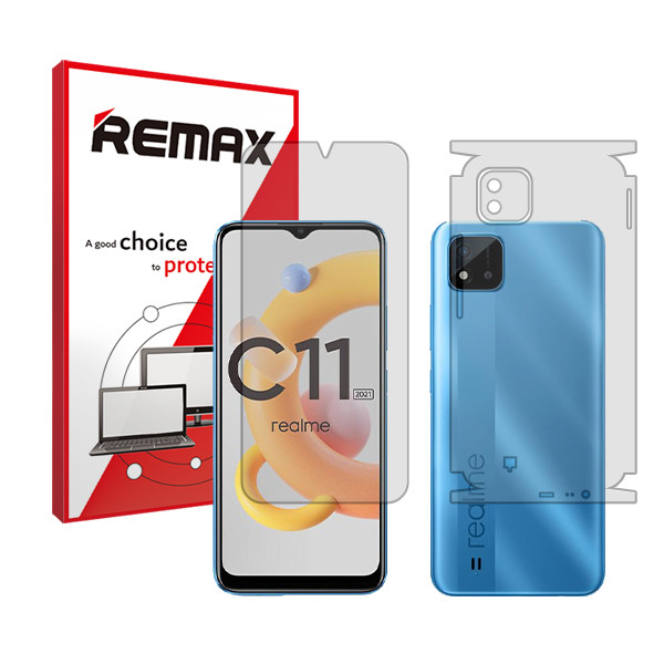 محافظ صفحه نمایش شفاف ریمکس مدل HyGEL مناسب برای گوشی موبایل ریلمی C11 (2021) به همراه محافظ پشت گوشی
