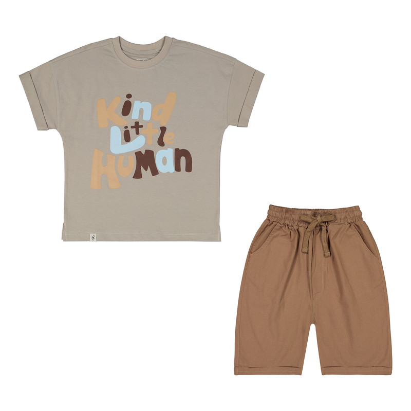 خرید و قیمت ست تی شرت و شلوارک دخترانه سون پون مدل 1610 رنگ طوسی