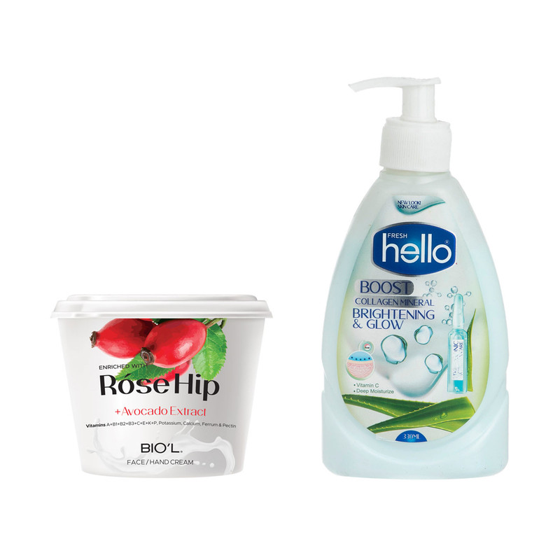 کرم مرطوب کننده هلو فرش مدل آلوئه ورا حجم 330 میلی لیتر به همراه کرم مرطوب کننده بیول مدل Rose Hip حجم 250 میلی لیتر