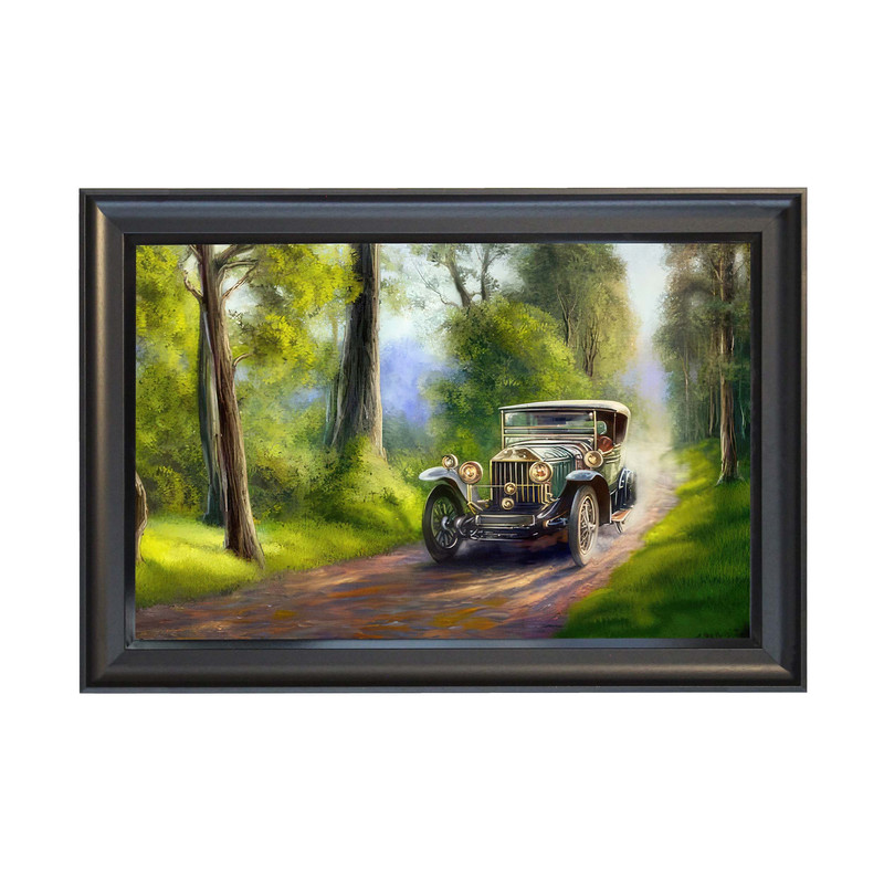 تابلو فرش ماشینی طرح ماشین کلاسیک مدل TS-1544