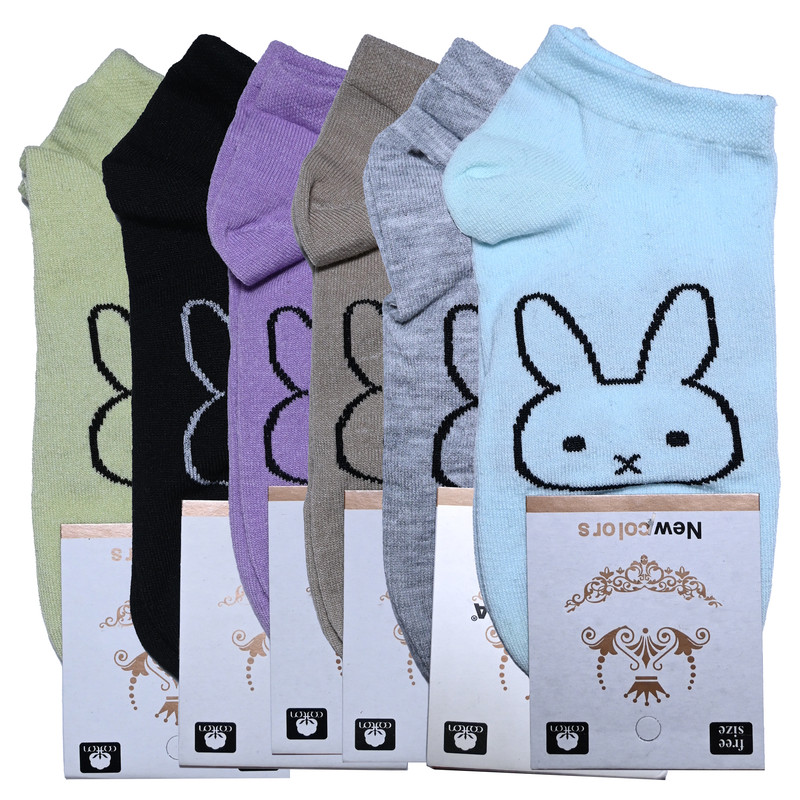 خرید و قیمت جوراب ساق کوتاه مدل خرگوشی کد 4k_j007 بسته 6 عددی