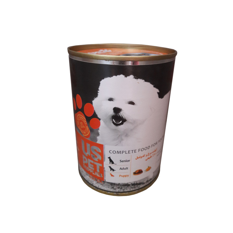 کنسرو غذای توله سگ یو اس پت مدل گوشت مرغ و کدو تنبل 400 گرم