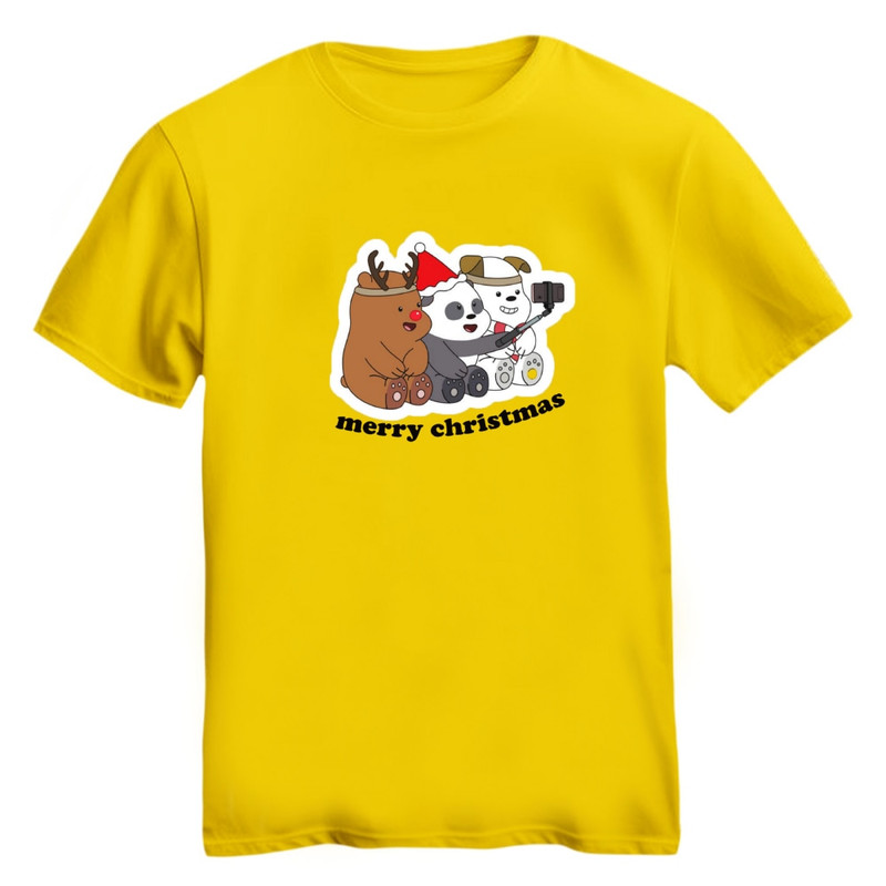 خرید و قیمت تی شرت آستین کوتاه زنانه مدل خرس کریسمس کد 3 رنگ زرد