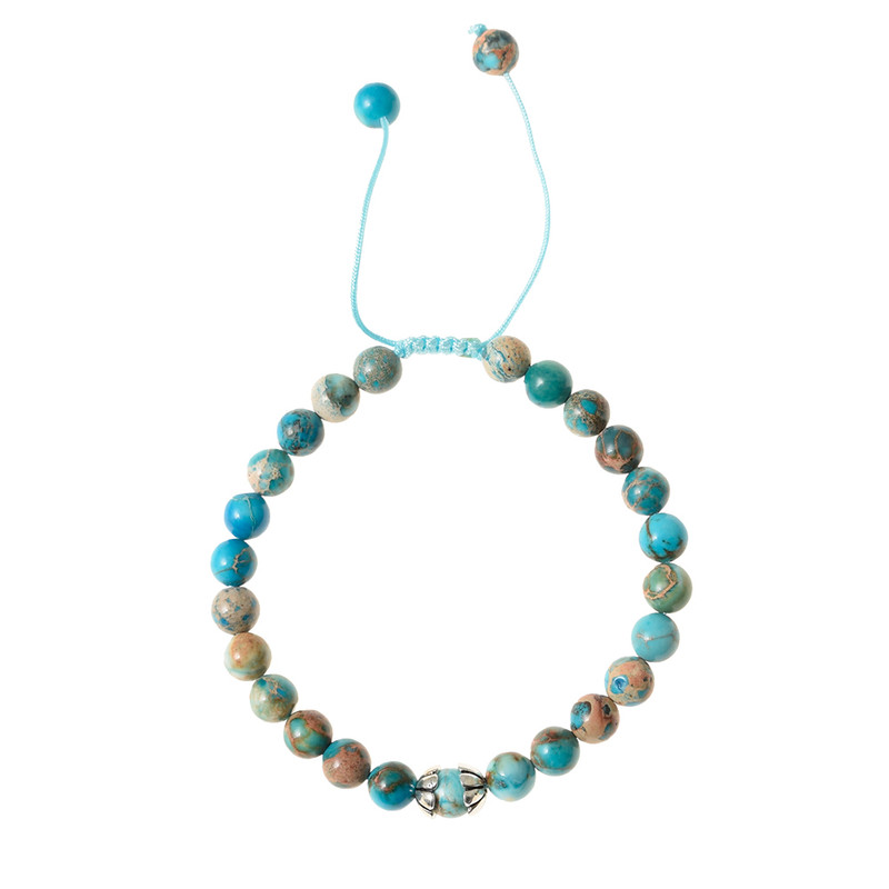 دستبند نقره زنانه دلنار گالری مدل فیروزه مصری و کاسبرگ