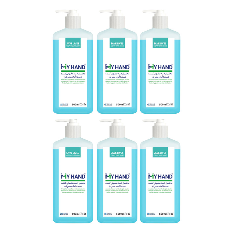 خرید و قیمت ضد عفونی کننده شرکت رضاراد مدل My Hand حجم 500 میلی لیتر بسته 6 عددی