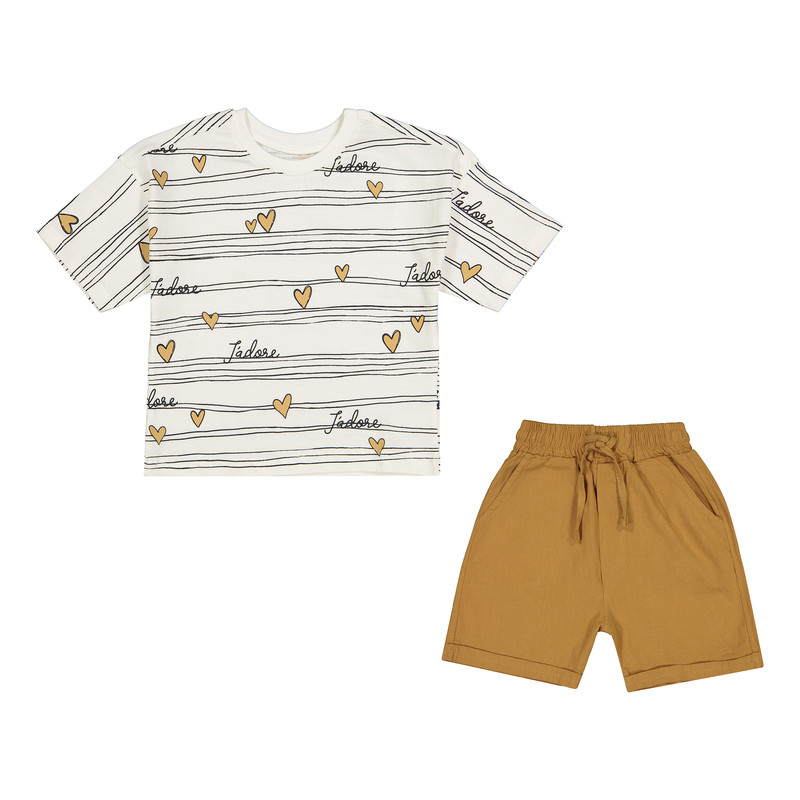 ست تی شرت و شلوارک دخترانه سون پون مدل 1616