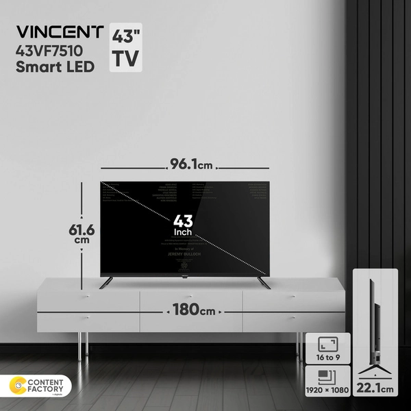 تلویزیون ال ای دی هوشمند وینسنت مدل 43VF7510 سایز 43 اینچ5