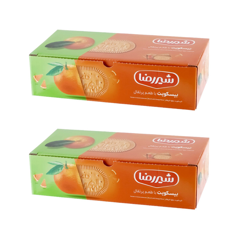 بیسکویت با طعم پرتقال شیررضا - 530 گرم بسته 2 عددی