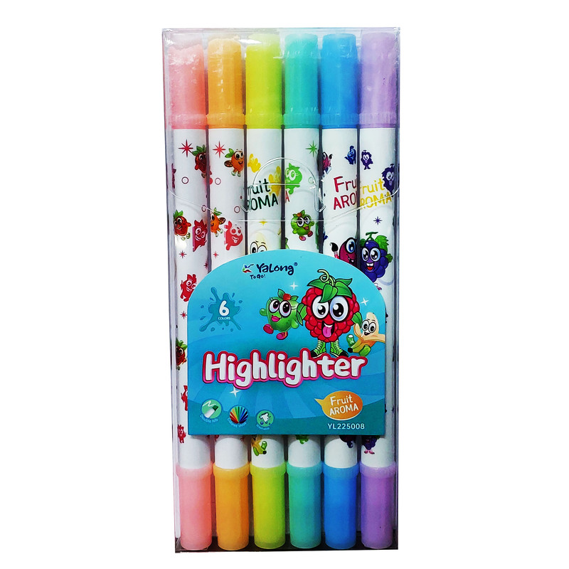 ماژیک علامت گذار یالونگ مدل میوه ای مجموعه 6 عددی