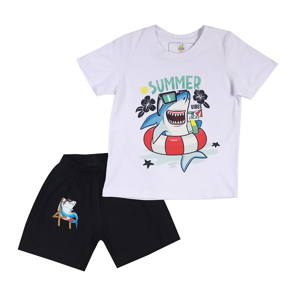 ست تی شرت و شلوارک بچگانه ترسه به نگار مدل چاپی کد 62077