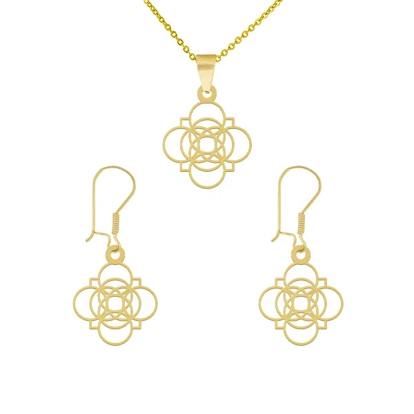 خرید و قیمت نیم ست طلا 18 عیار زنانه رضا گلد مدل نقوش اسلیمی