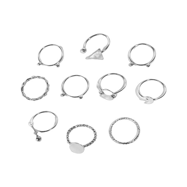 انگشتر زنانه مدل ساده کد 113002629 مجموعه 10 عددی