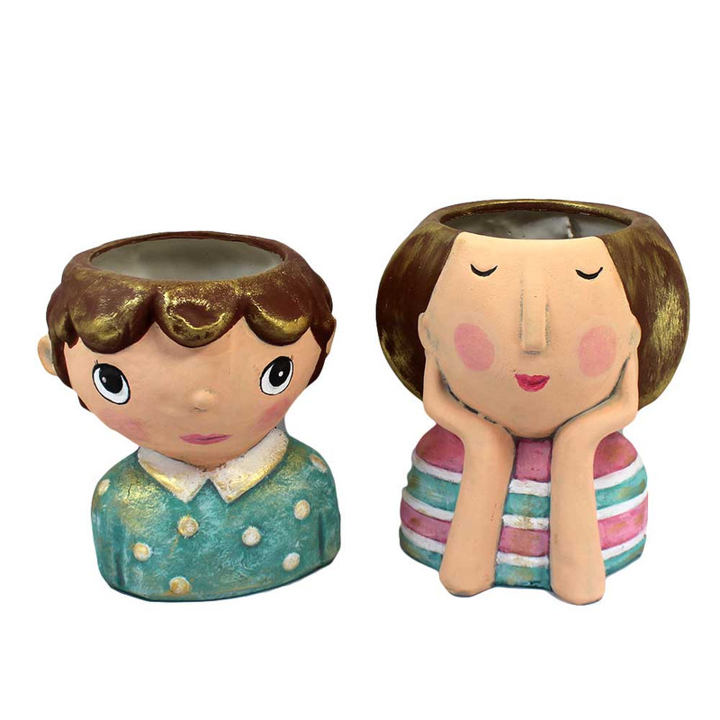 گلدان دکوری مدل مادر و پسر مجموعه 2 عددی