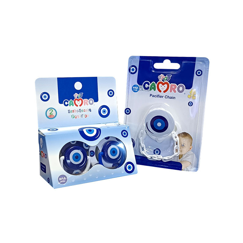 پستانک ارتودنسی کمرو مدل چشم نظر بسته 2 عددی به همراه زنجیر پستانک