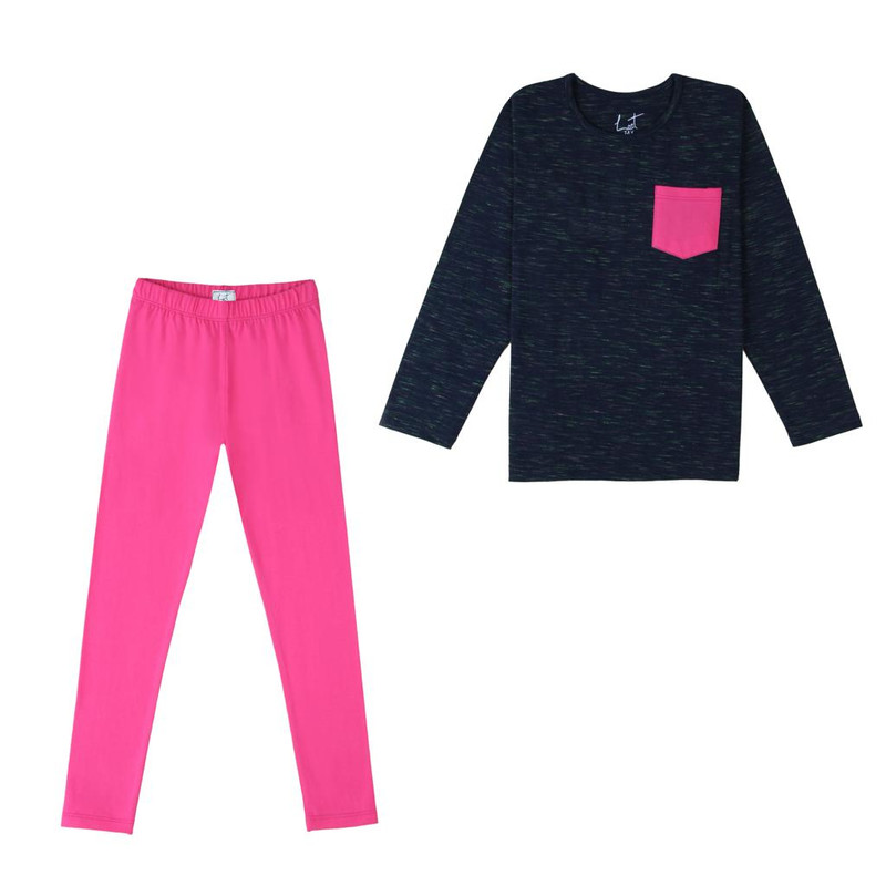 ست تی شرت و شلوار دخترانه لینتل مدل 9914