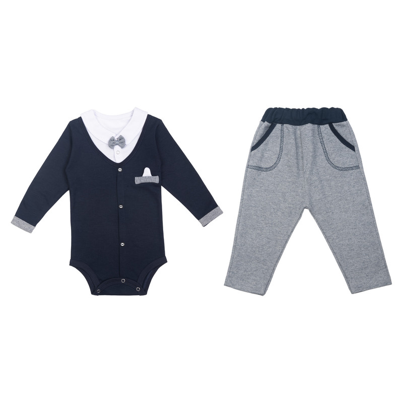 ست بادی آستین بلند و شلوار نوزادی سپیدپوش کد 80600