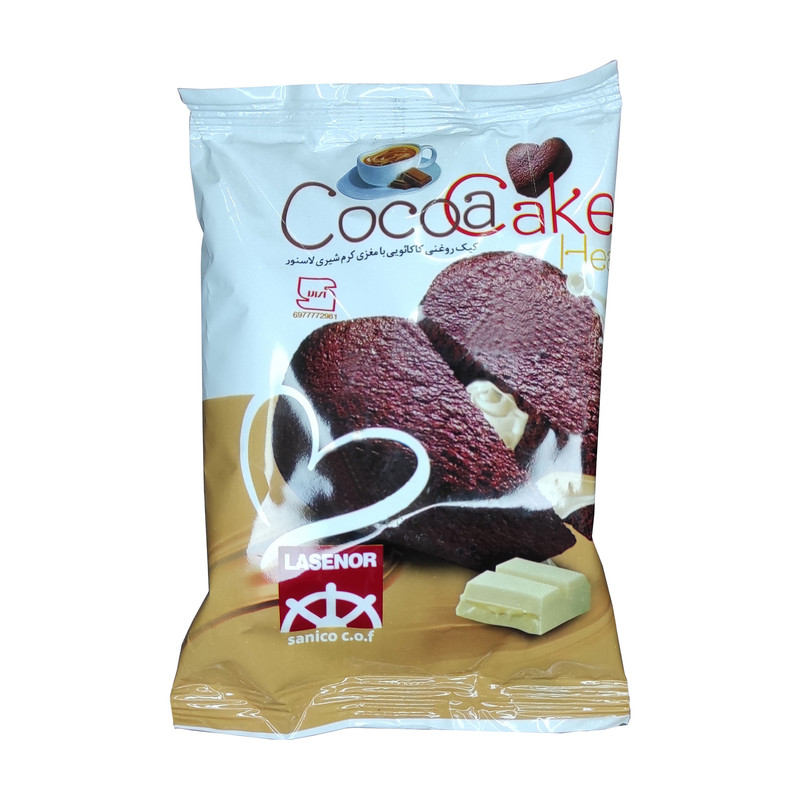 کیک قلبی شکلاتی مغزدار لاسنور - 50 گرم بسته 8 عددی