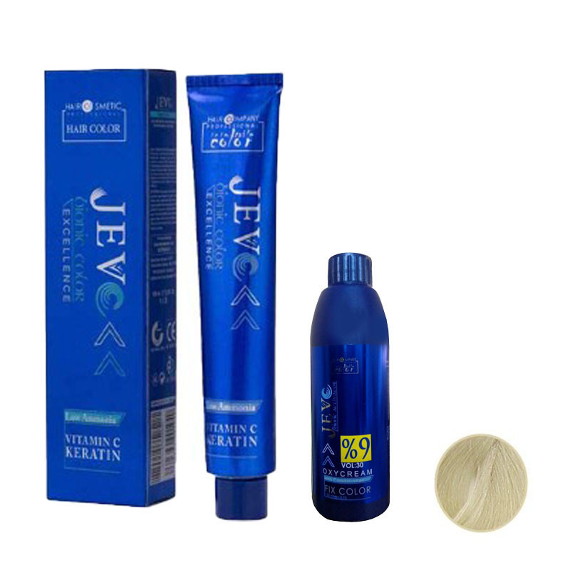 رنگ مو جوو مدل Excellence شماره 12.21 حجم 100 میلی لیتر رنگ زیتونی قطبی به همراه اکسیدان جوو کد 01 نه درصدی حجم 150 میلی لیتر