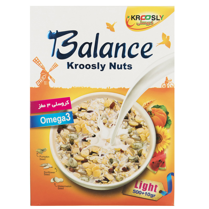 خرید و قیمت غلات صبحانه 3 مغز کروسلی مدل Balance مقدار 500 گرم