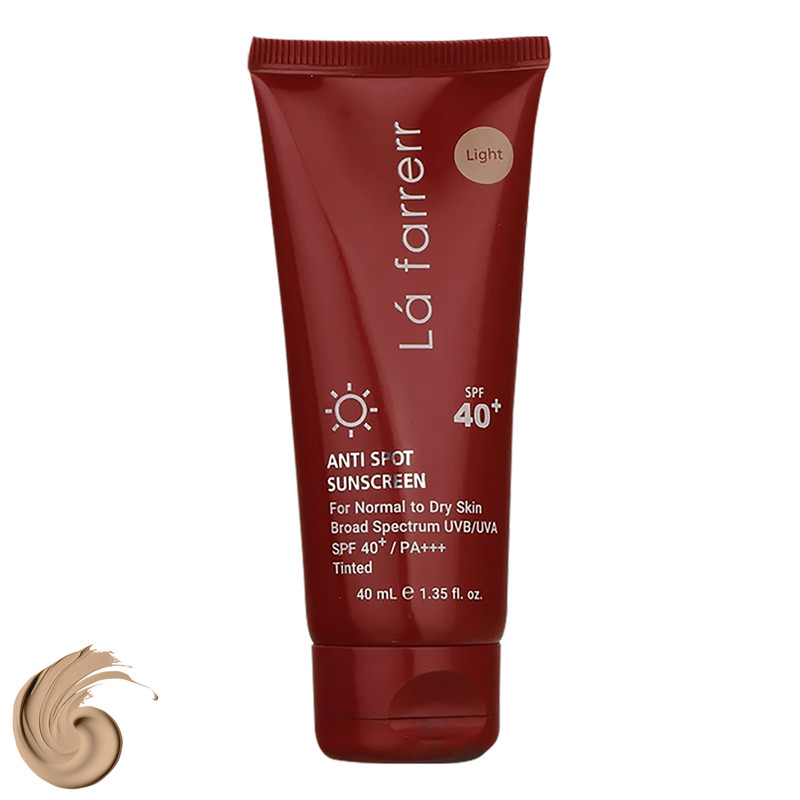 کرم ضد آفتاب و ضد لک رنگی لافارر SPF40 مدل Light محافظ UVA ،UVB و +++PA، ضد لک، ضد حساسیت، مناسب پوستهای خشک و معمولی حجم 40 میلیلیتر