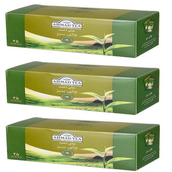 چای سبز کیسه ای احمد - سه بسته 25 عددی