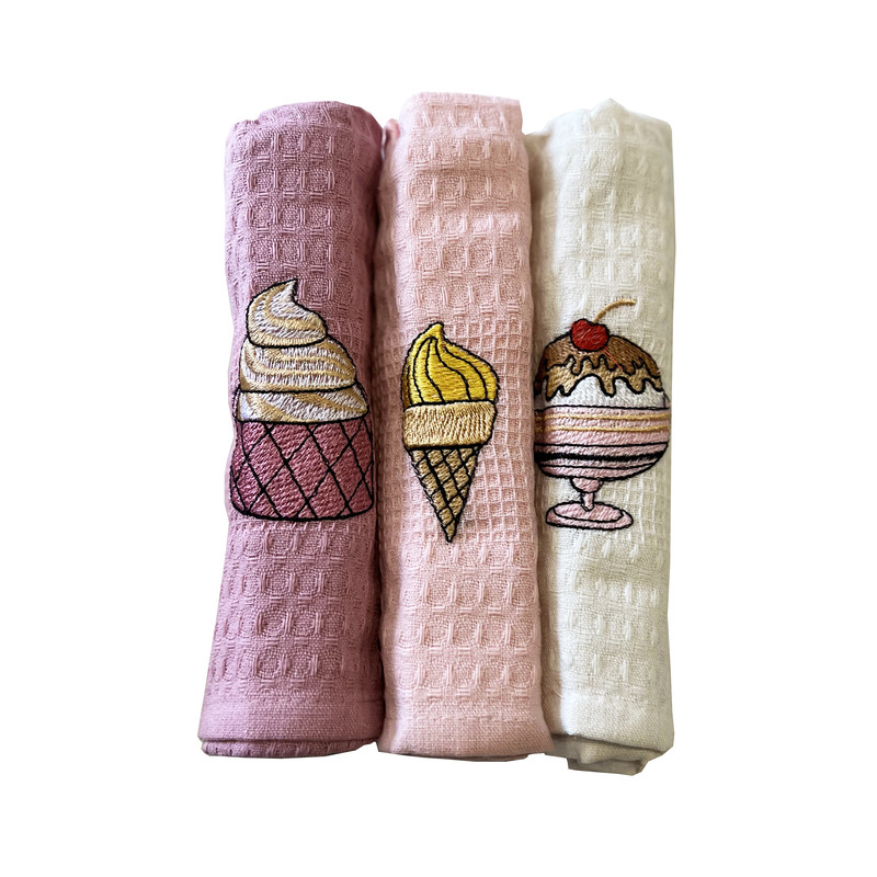 دستمال آشپزخانه ربکا هوم کالکشن مدل ice cream2 مجموعه 3 عددی