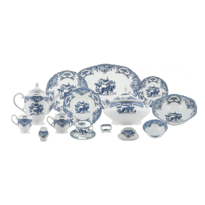 سرویس غذاخوری 102 پارچه چینی پردیس مدل الگانس طرح ویلیج 808