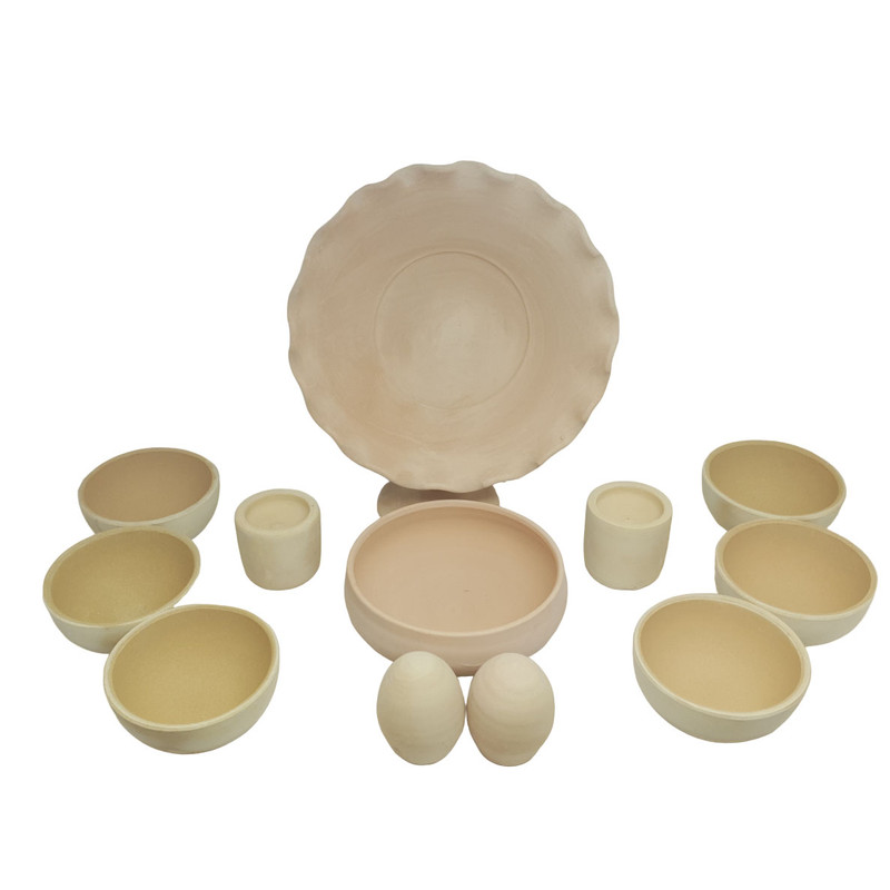 ست 12 تکه هفت سین سفالی خام مدل گرد کد H1033