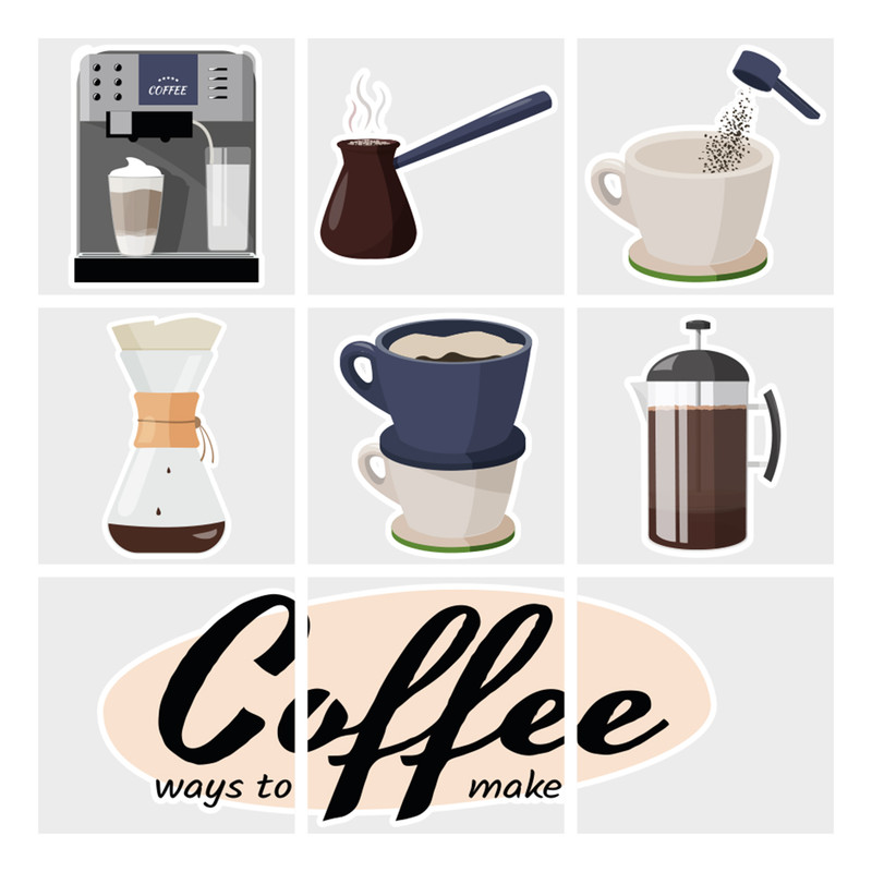 استیکر کاشی مدل قهوه و فنجان کد 123 مجموعه 6 عددی