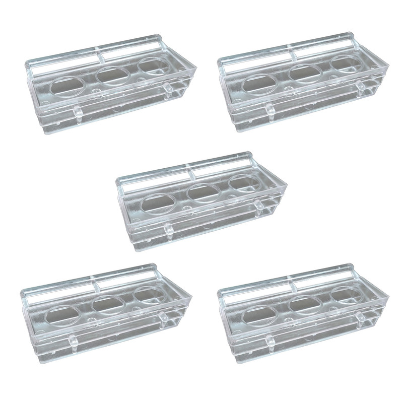 ظرف غذای پرندگان مدل دانخوری سه سوراخ شفاف بسته 5 عددی