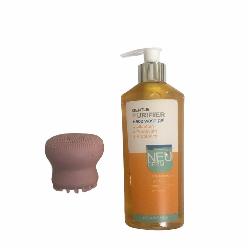 ژل شستشو صورت نئودرم مدل Gentle Purifier حجم 200 میلی لیتر به همراه برس پاک کننده صورت مدل 001