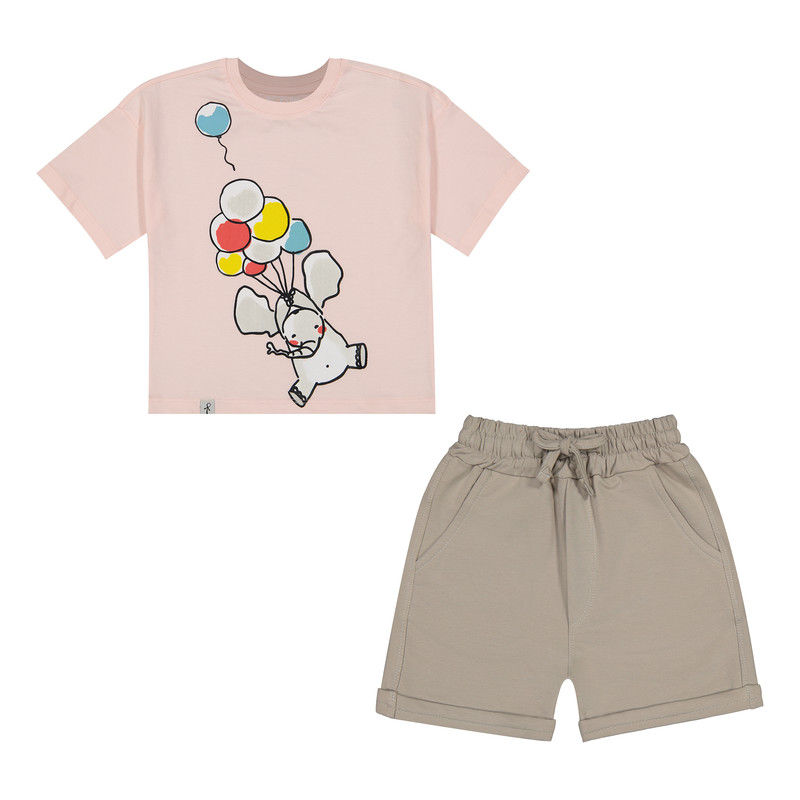 خرید و قیمت ست تی شرت و شلوارک دخترانه سون پون مدل 1603 رنگ صورتی