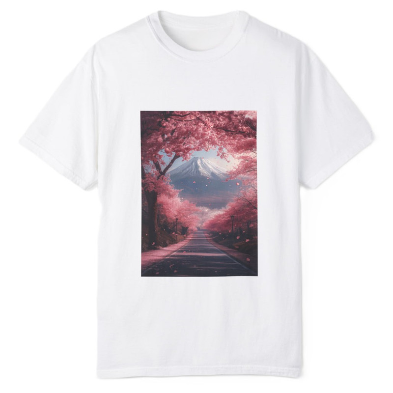 خرید و قیمت تی شرت آستین کوتاه دخترانه مدل جنگل کوهستانی انیمه