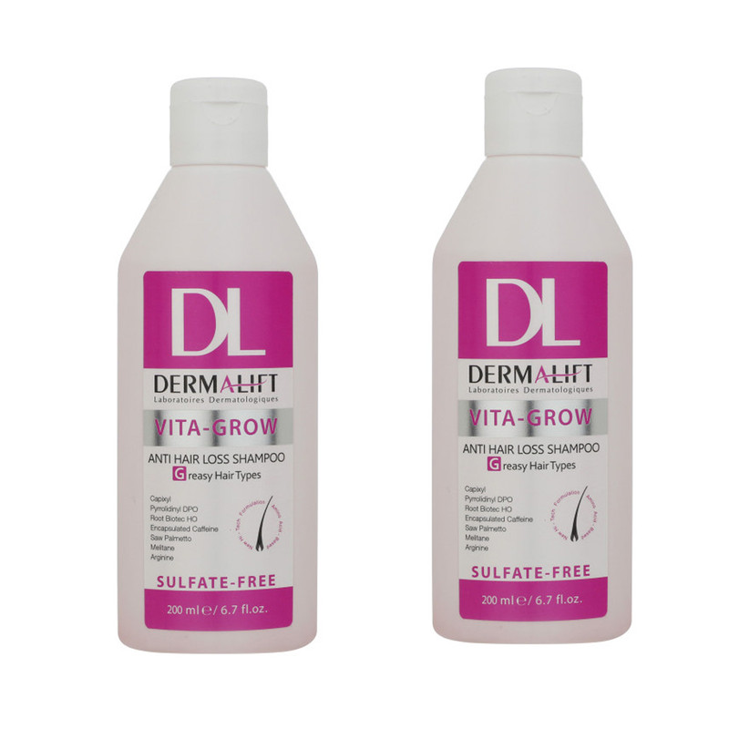 شامپو ضد ریزش و تقویت کننده درمالیفت مدل Vita-Grow حجم 200 میلی لیتر بسته 2 عددی