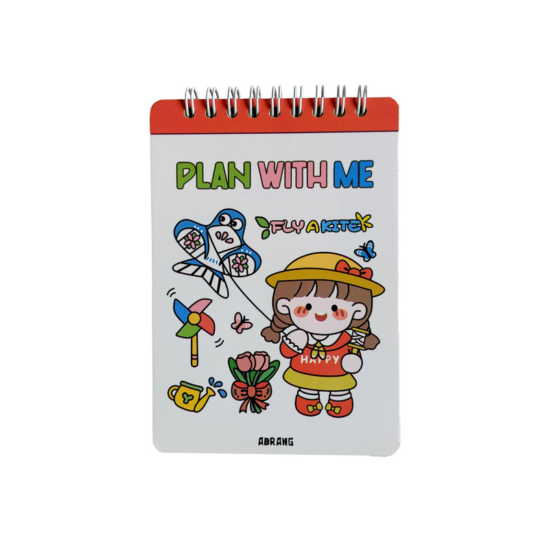 دفتر برنامه ریزی 100 برگ آبرنگ مدل فنر بالا طرح دخترانه