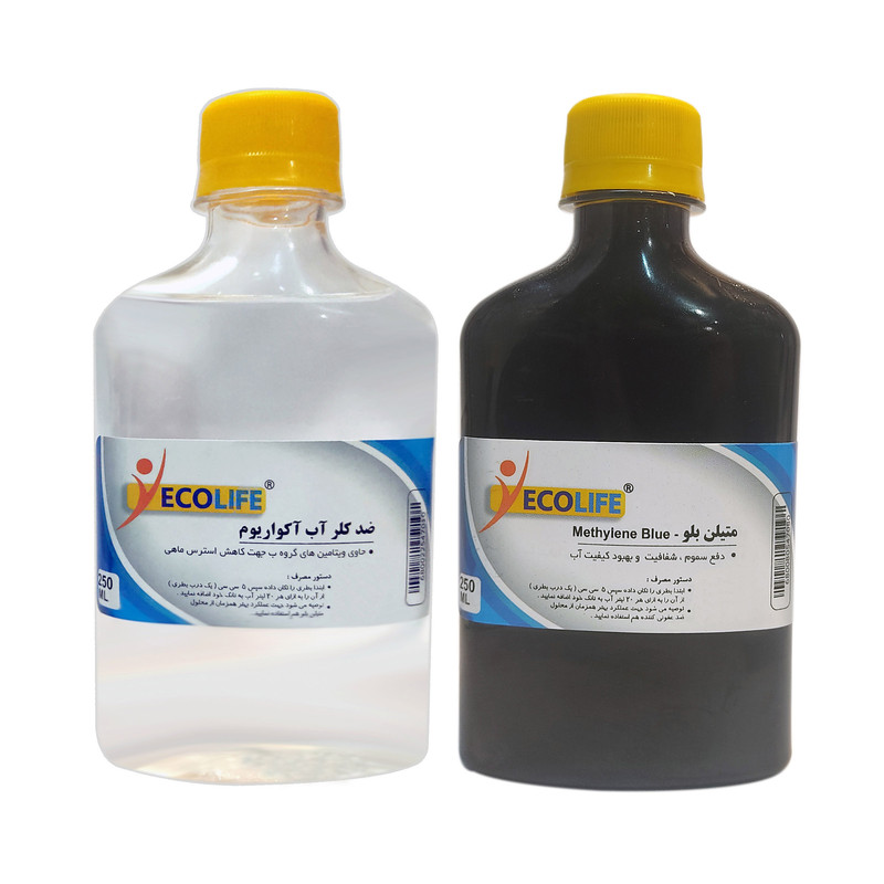 محلول ضد کلر آب آکواریوم مدل لایف اوشن حجم 250 میلی لیتر به همراه متیلن بلو