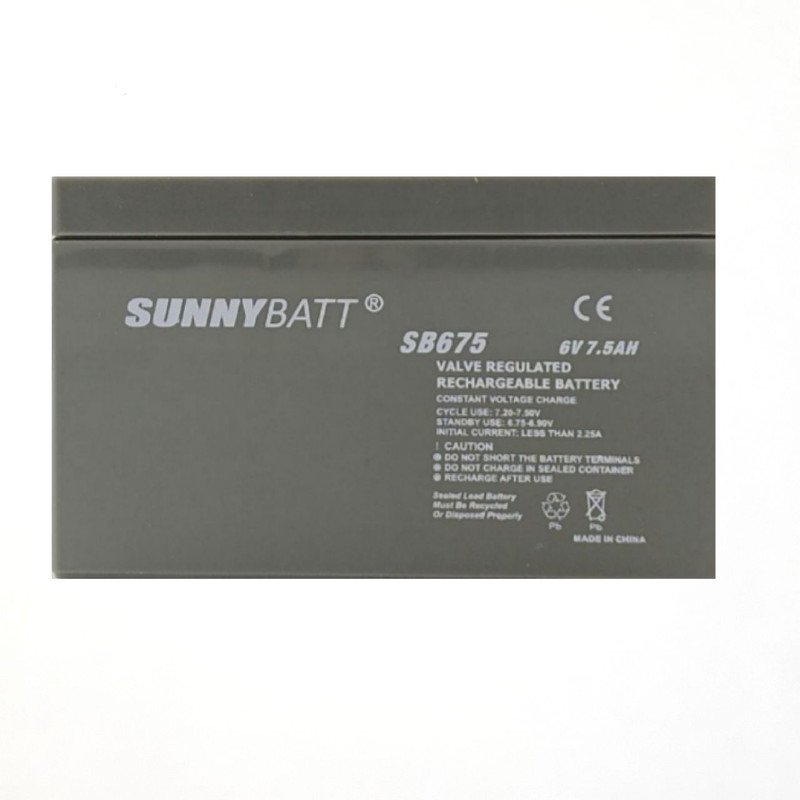 باتری سیلد اسید 6 ولت 7.5 آمپر سانی بت مدل SB675