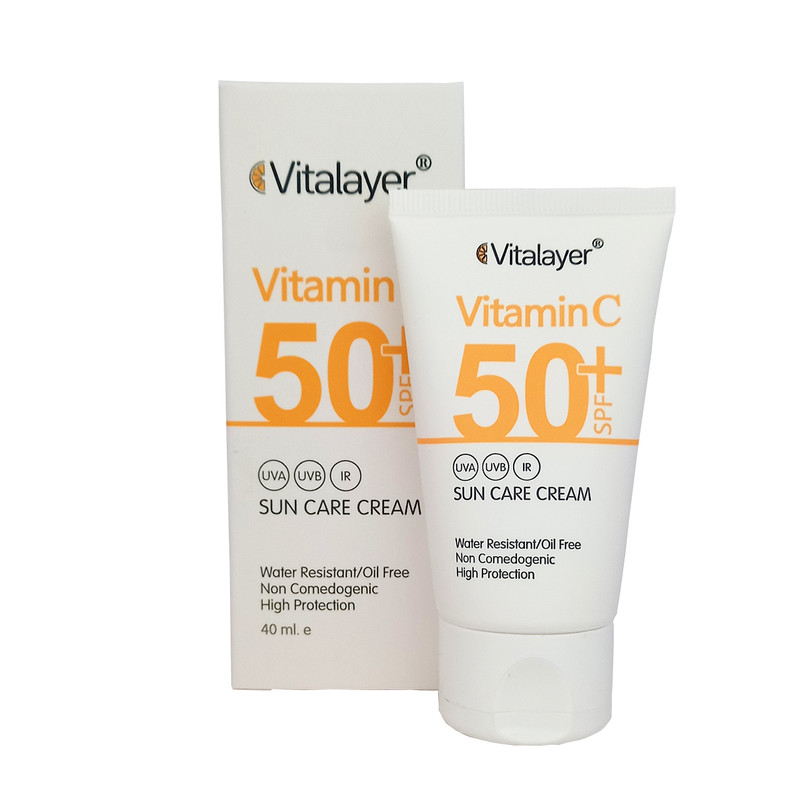خرید و قیمت کرم ضد آفتاب بی رنگ ویتالیر +SPF50 مدل Vitamin C مناسب انواع پوست حجم 40 میلی لیتر