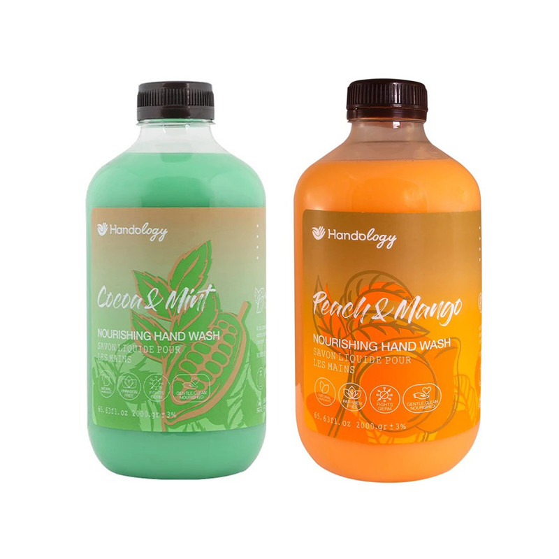 خرید و قیمت مایع دستشویی کرمی هندولوژی مدل رایحه شکلات نعنا و هلو انبه کد Sh1254.Sh5420 وزن 2000 گرم بسته 2 عددی