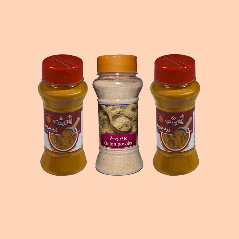 پودر پیاز و زردچوبه قمشه _ 225 گرم بسته 3 عددی