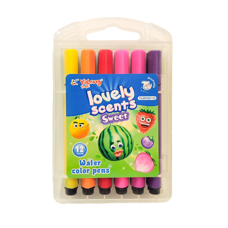 ماژیک آبرنگی یالونگ مدل Lovely Scents قابل شستشو بسته 12 عددی